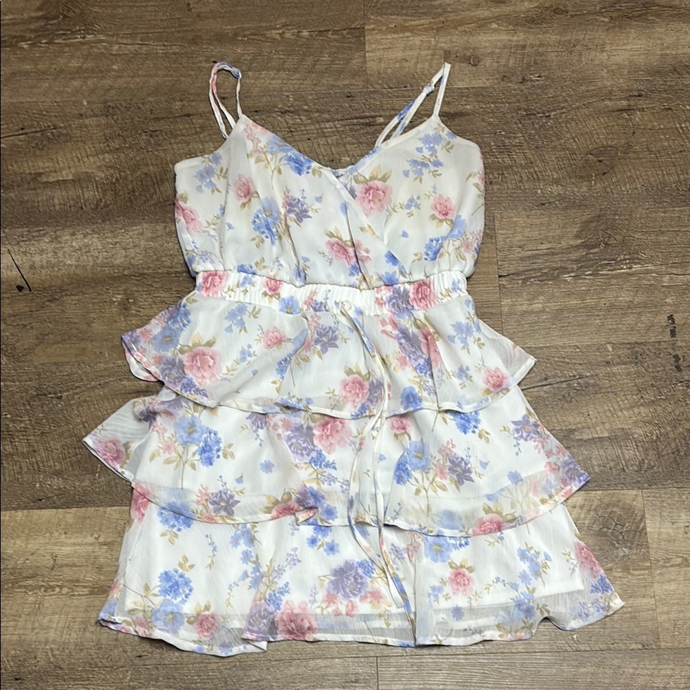 Floral Dress with Pink and Blue Accents